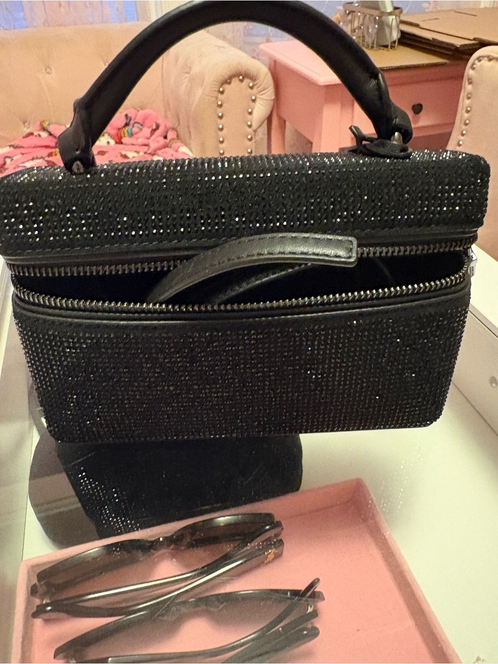 MICHAEL Michael Kors Black Embellished Mini Top-Handle Bag